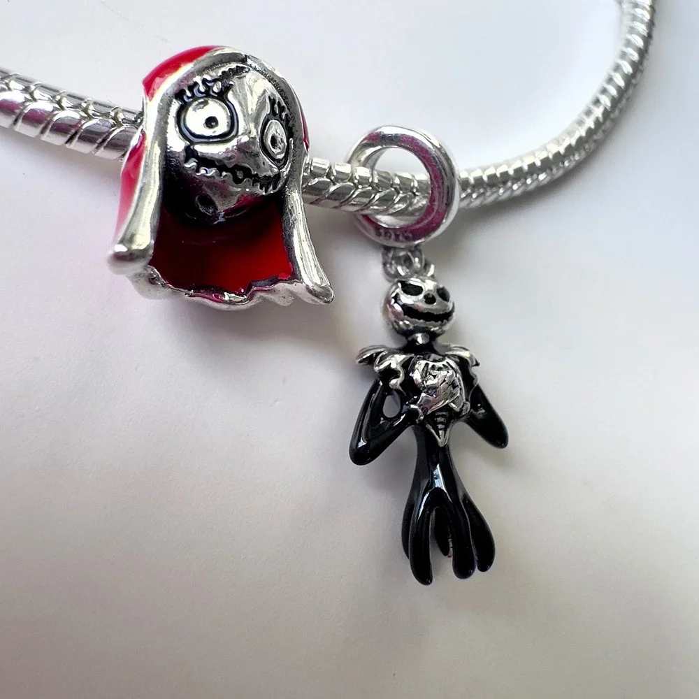 Nightmare Before Christmas Sally Jack Skellington Charm Bracelet Pandora Style - Picture 3 of 9